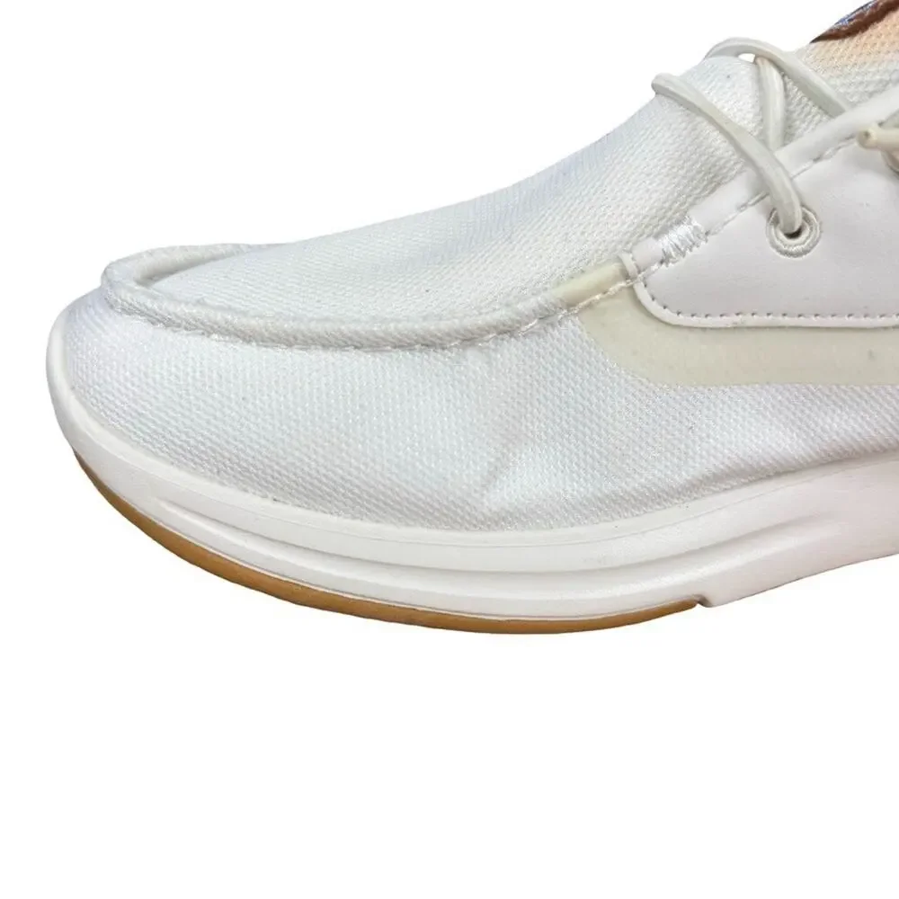 Hey Dude Wally Drift Mesh Canvas Slip On White Casual Shoes Coastal Summer sz 13